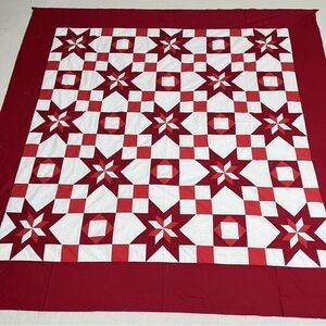 Original Christmas Stars Patchwork Cotton Quilt Top/Topper Machine pieced 86x86”